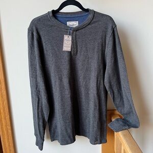 Flag & Anthem Textured Super Soft Knit Henley Shirt Top Charcoal Medium NWT